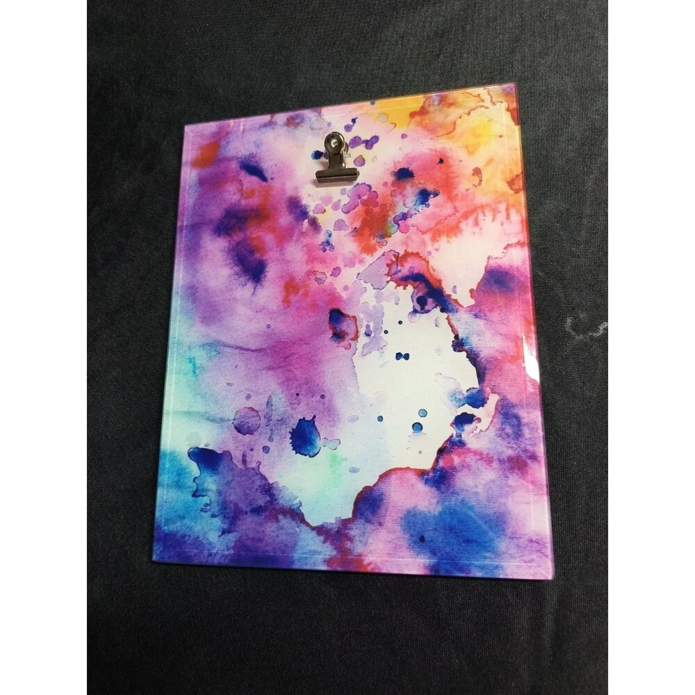 Watercolor Clipboard Style Photo Frame 9x7 Glass Easel Wall Hanging Multicolor